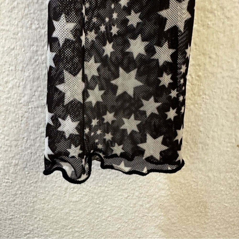 Free People Marne Star Print Sheer Mesh‎ Tie Front Coquette Blouse Top Size S - Picture 6 of 13